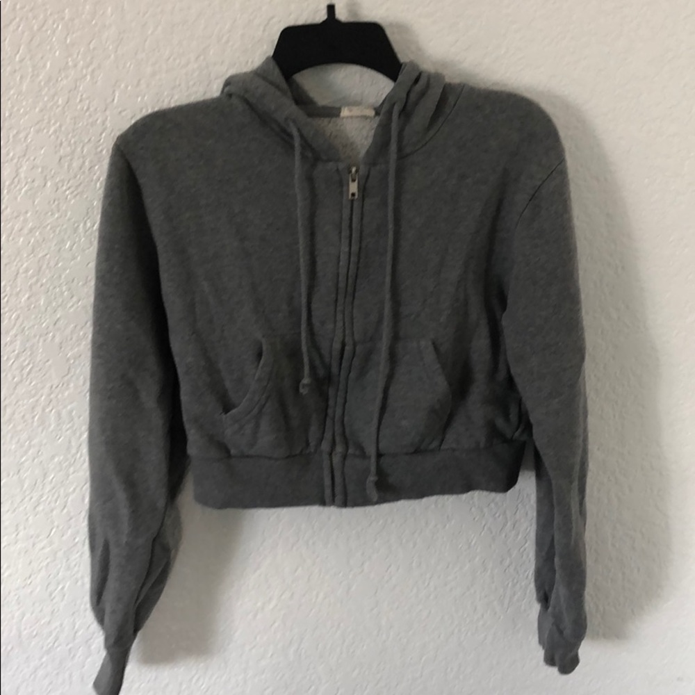 Brandy Melville cropped grey zip up